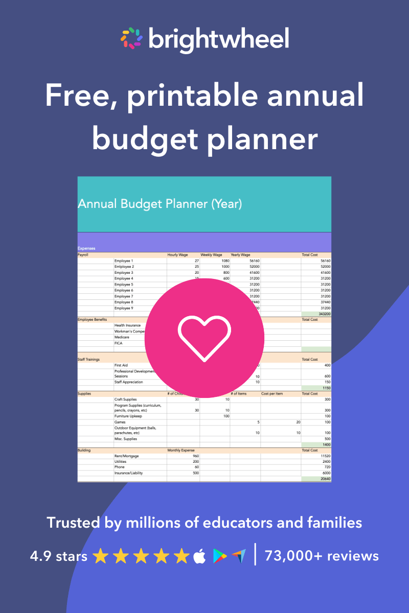 A sidebar banner that promotes a free printable annual budget planner.