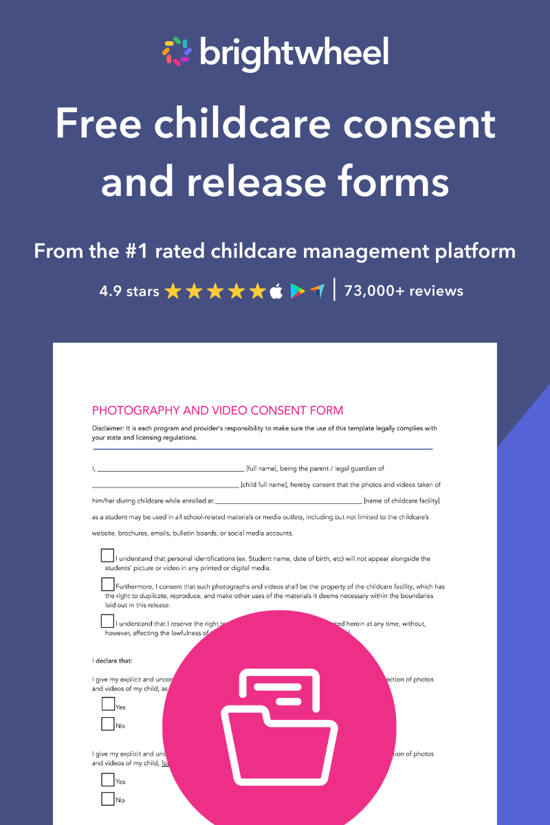 Free childcare consent and release forms - brightwheel