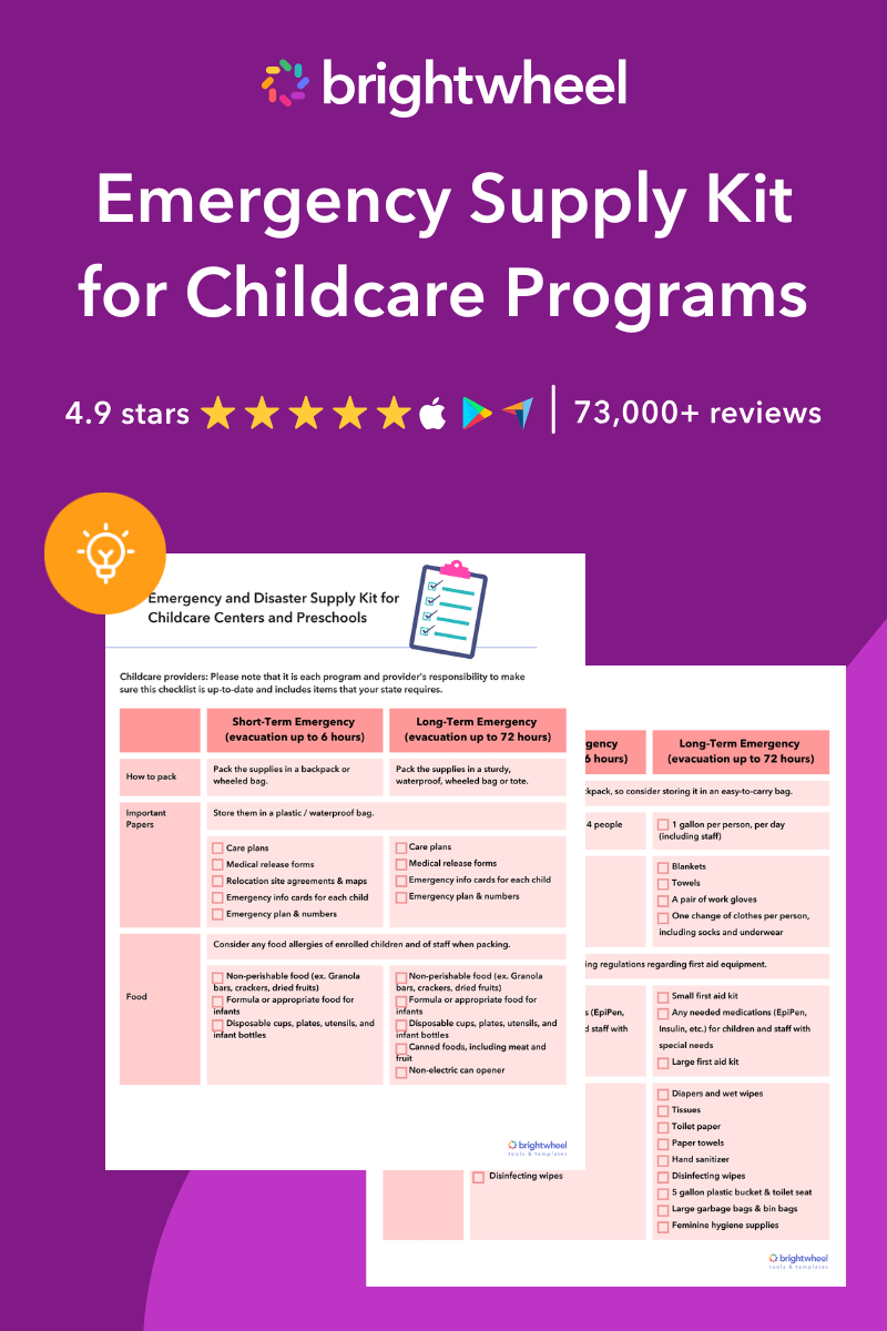 Emergency Supply Kit for Childcare Programs - brightwheel Emergency Supply Kit for Childcare Programs - brightwheel