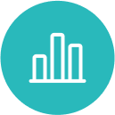 An icon image of bar graph that represents efficiency driving education tools in brightwheel.